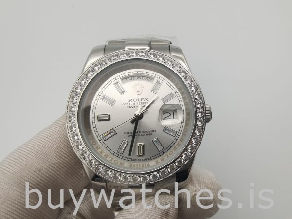 Rolex Day-Date 228349RBR Orologio da uomo con quadrante argentato 40 mm