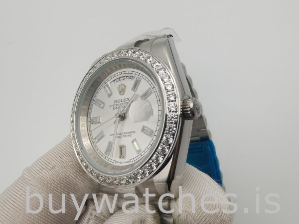 Rolex Day-Date 228349RBR Orologio da uomo con quadrante argentato 40 mm