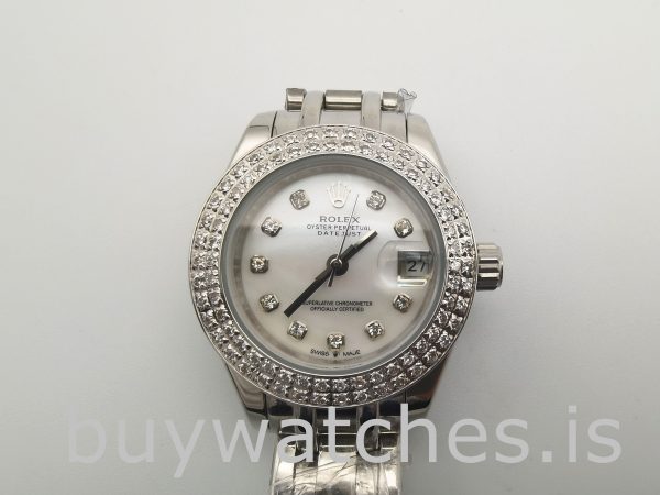 Rolex Datejust 81339 Orologio da donna con quadrante bianco da 34 mm e 31 rubini